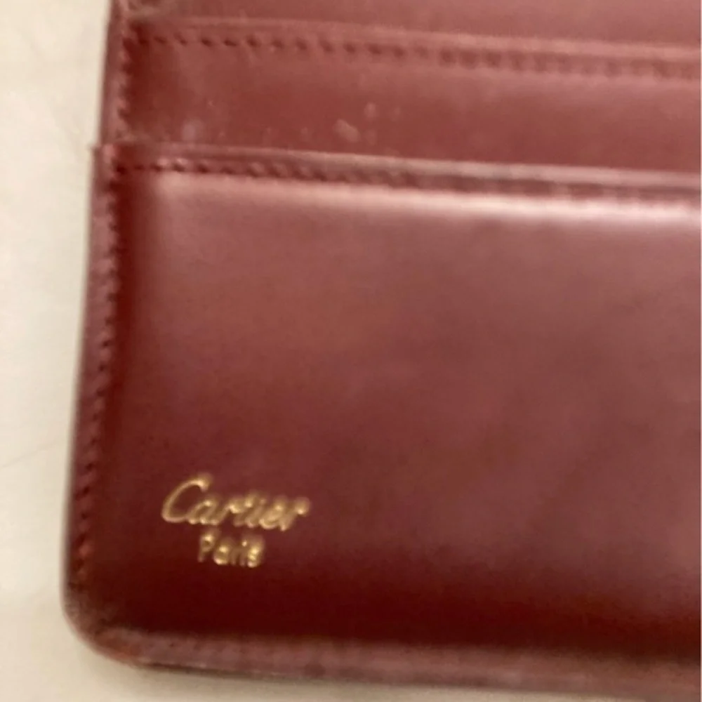 Cartier burgandy leather long slim wallet